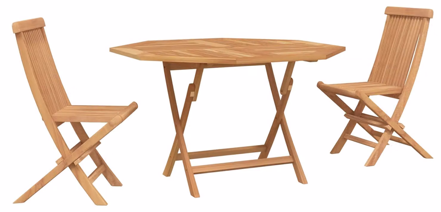 Set Bistro da Giardino 3 pcs Marrone Legno Teak Massello