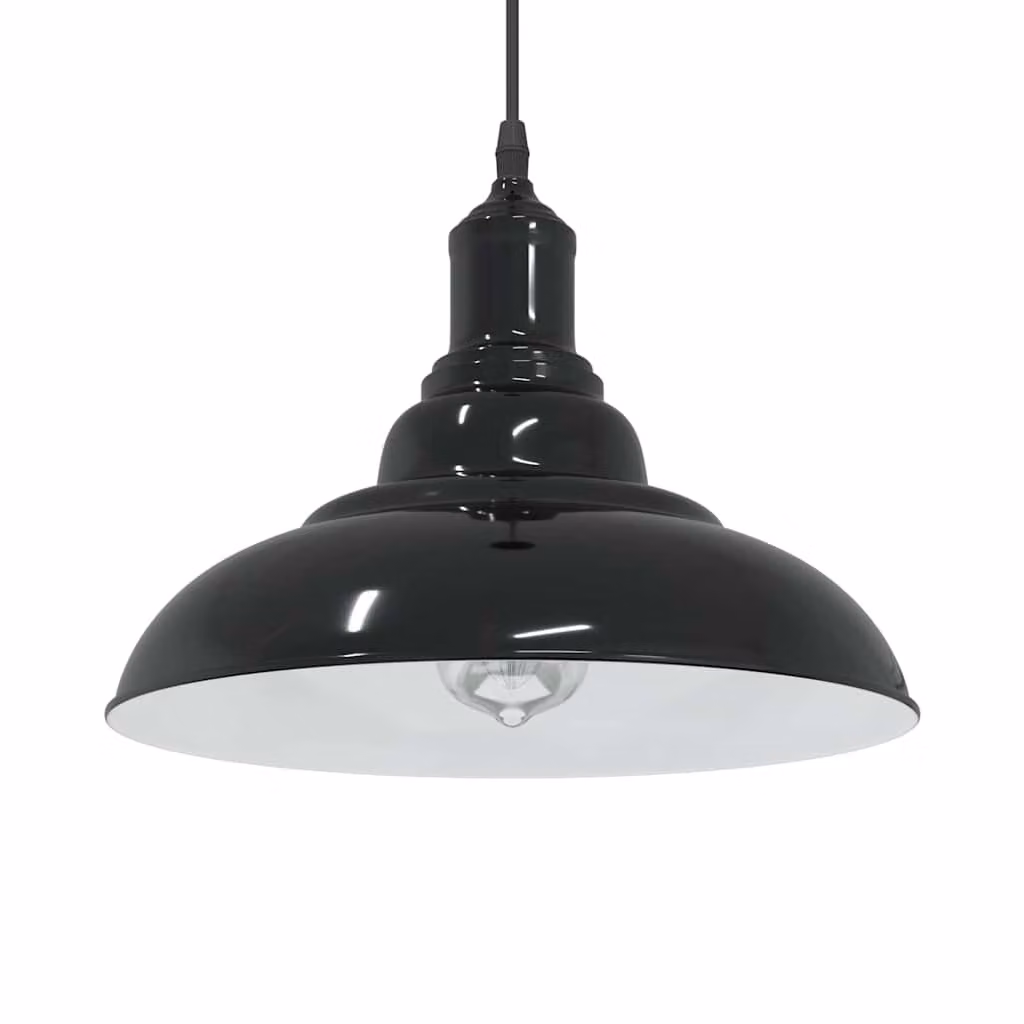 vidaXL Lampada a Sospensione Regolabile in Metallo Nero con Attacco E27 e Design a Cupola Ø31 cm