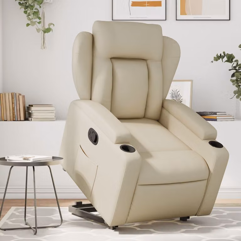 Poltrona Alzapersona Reclinabile vidaXL in Similpelle Beige con Assistenza Elettrica per Senior