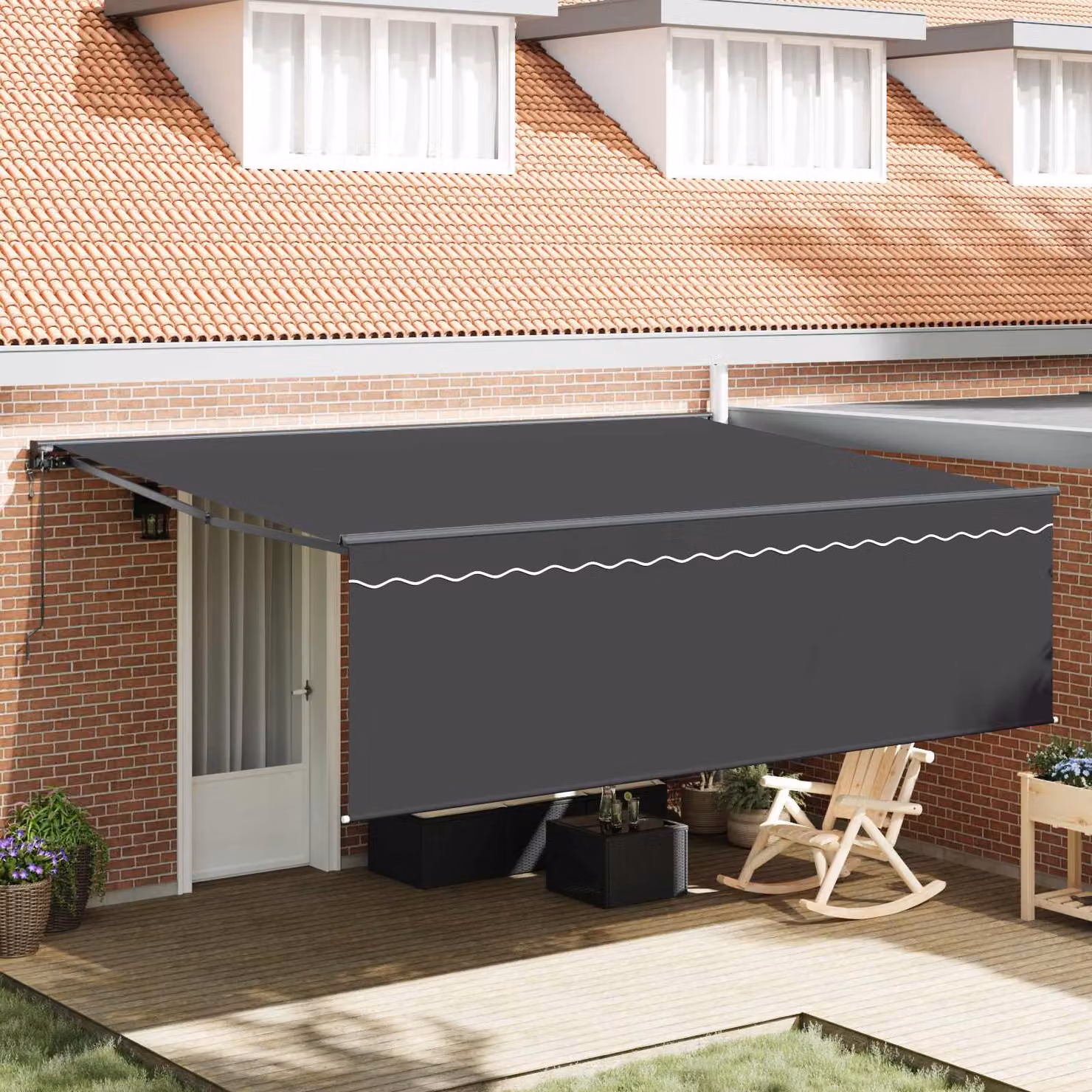 Tenda retrattile vidaXL in poliestere e alluminio, colore antracite, L 450 cm x P 350 cm