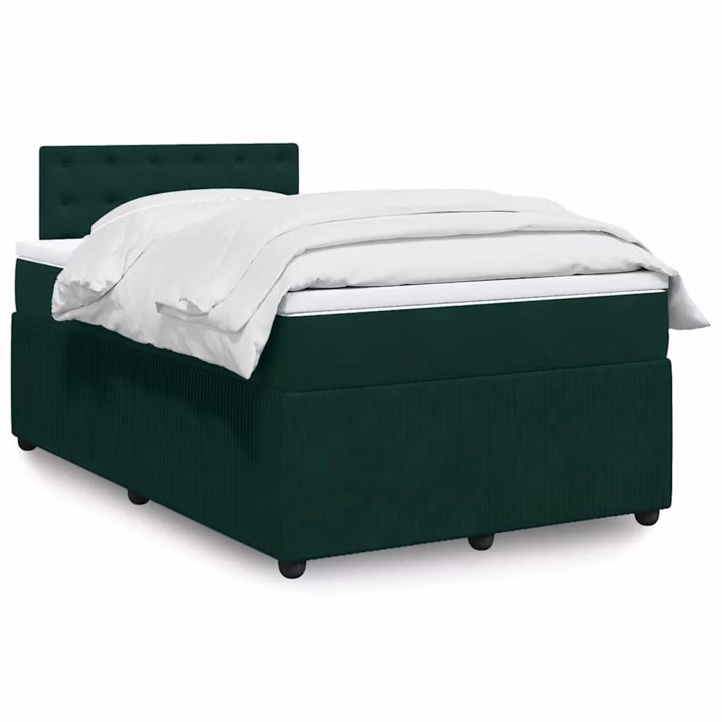 Giroletto a Molle con Materasso Ibrido vidaXL in Velluto Verde e Bianco, L/P/H: 120 x 200 x 100,5 cm – 1