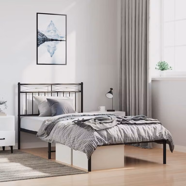 Testiera di ricambio vidaXL in metallo laccato bianco per camera da letto, L: 198 cm