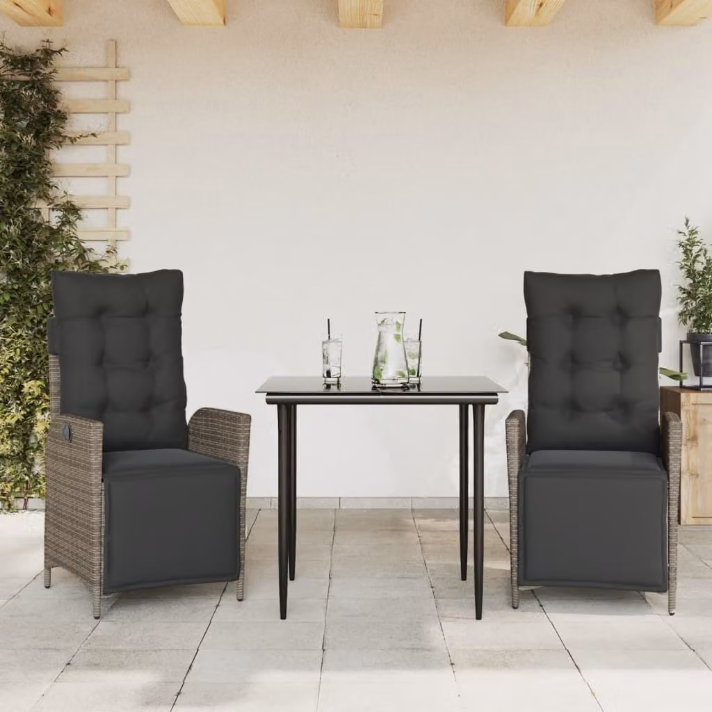 Maison Exclusive - Set da Pranzo da Giardino 3 pz con Cuscini in Polyrattan Grigio