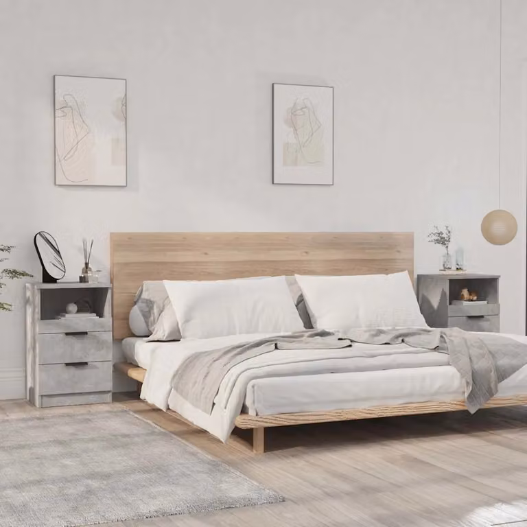 Set di 2 comodini moderni vidaXL in legno MDF colore grigio cemento opaco