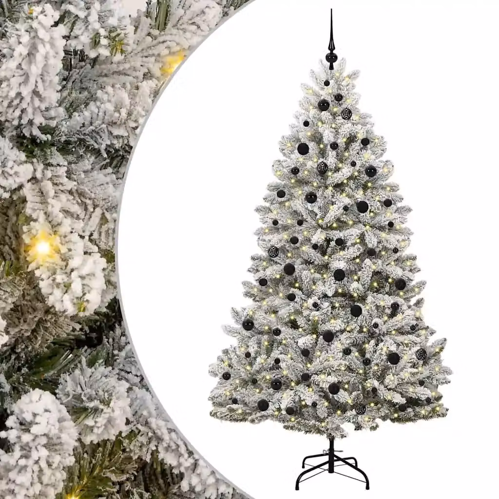 Albero di Natale artificiale moderno vidaXL verde e bianco con 300 LED e struttura in metallo e PVC – 2