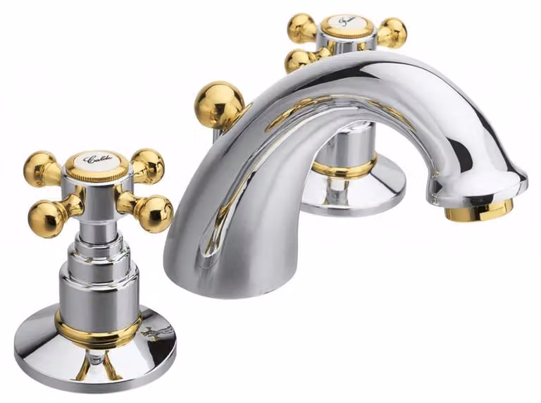 Sapho Reitano Rubinetteria Antea - Miscelatore da lavabo con bocca di erogazione, 3 fori, cromo/oro 3022