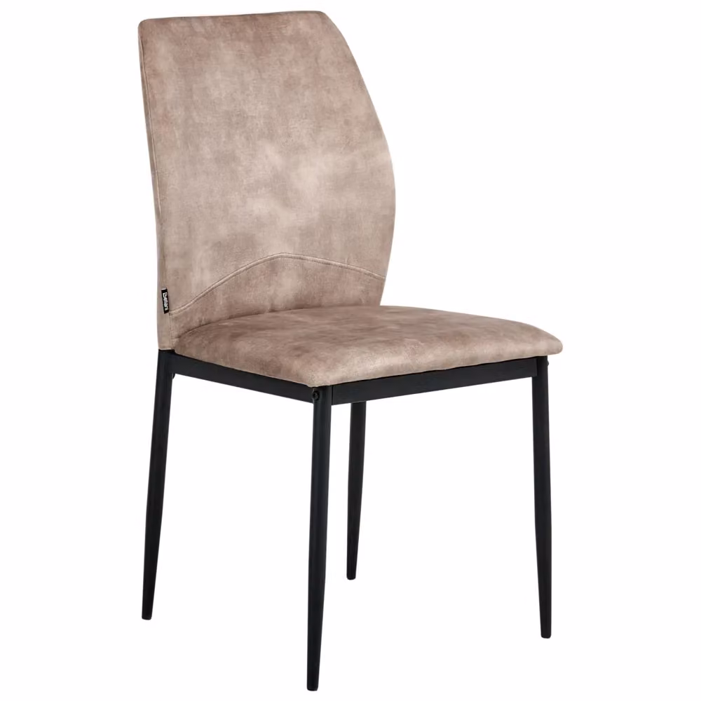 Set di 4 sedie da pranzo Beliani con rivestimento in tessuto beige e gambe in metallo nero, seduta imbottita per soggiorno e cucina – 2
