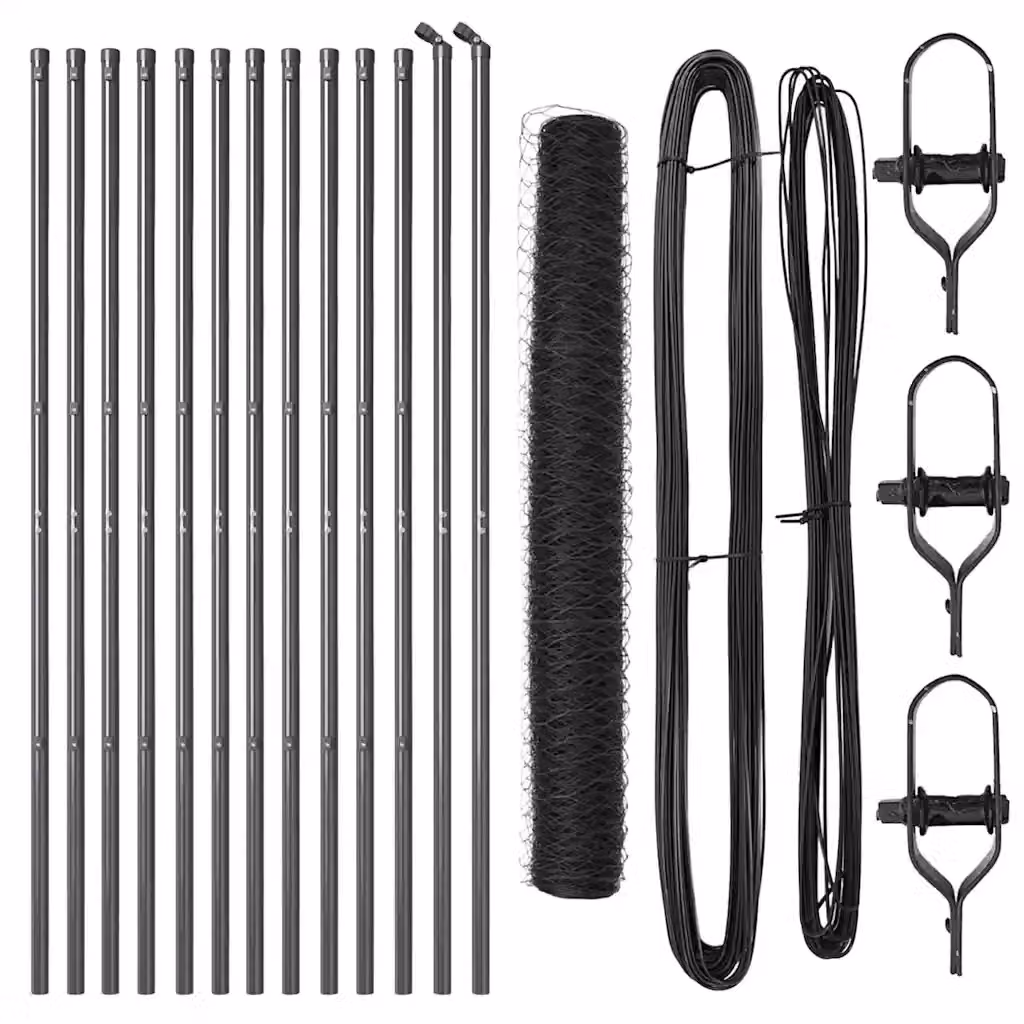 Recinzione in rete esagonale vidaXL in acciaio e PVC, colore grigio, 25 x 1,2 m – 2