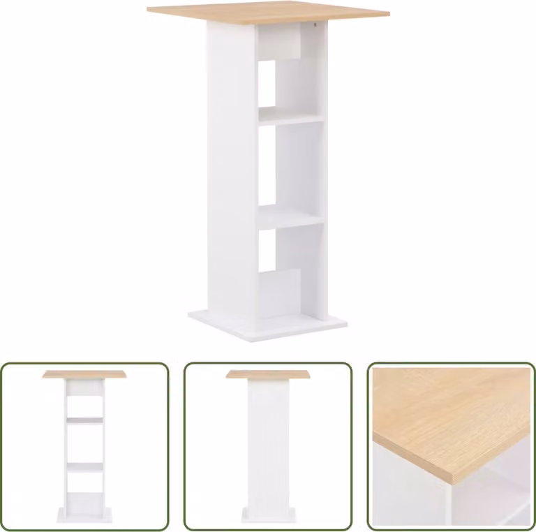 The Living Store Tavolo da bar bianco e rovere Sonoma 60x60x110 cm