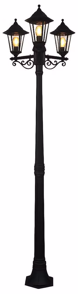Lampada da terra per esterni, lanterna, nero, vetro trasparente, H 200 cm