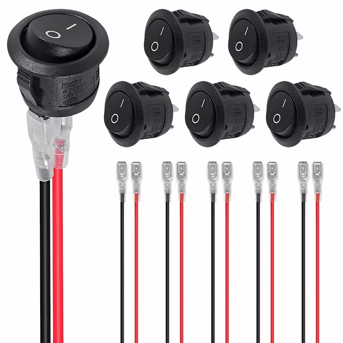 Confezione da 10 interruttori a levetta rotondi da 12V, a 2 poli, con funzione on/off