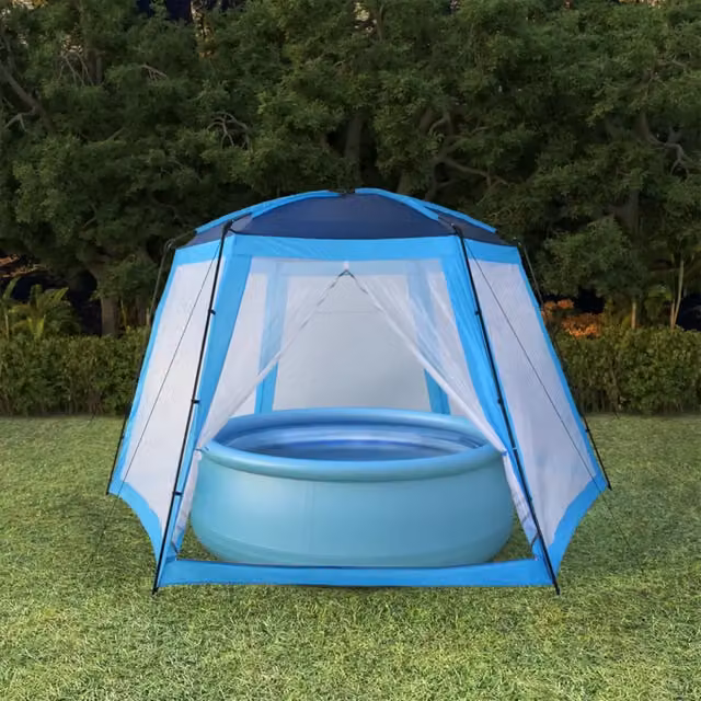 Tenda per piscina in tessuto e acciaio MERCATOXL blu L: 500 cm, P: 433 cm, H: 250 cm