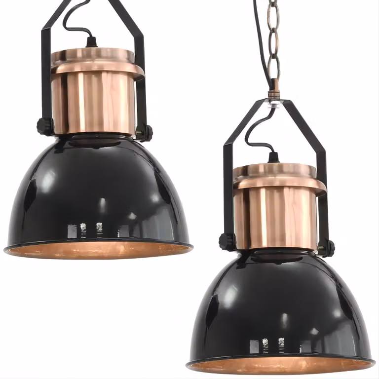 2 lampade da soffitto adatte sia per uso privato che commerciale, rotonde, nere, con attacco E27