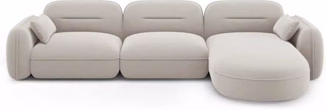 Divano angolare modulare Sydney Cosmopolitan Design, 4 posti in velluto beige, L 320 x P 140 x H 70 cm
