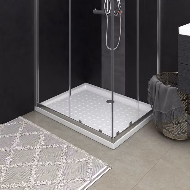 Piatto doccia rettangolare antiscivolo vidaXL in plastica bianca L: 90 cm, P: 70 cm, H: 4 cm