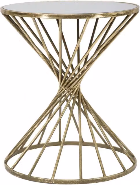 Tavolinetto Hypnos CHARME1921 con piano in vetro trasparente e struttura oro, L/P/H: 42 x 42 x 50 cm