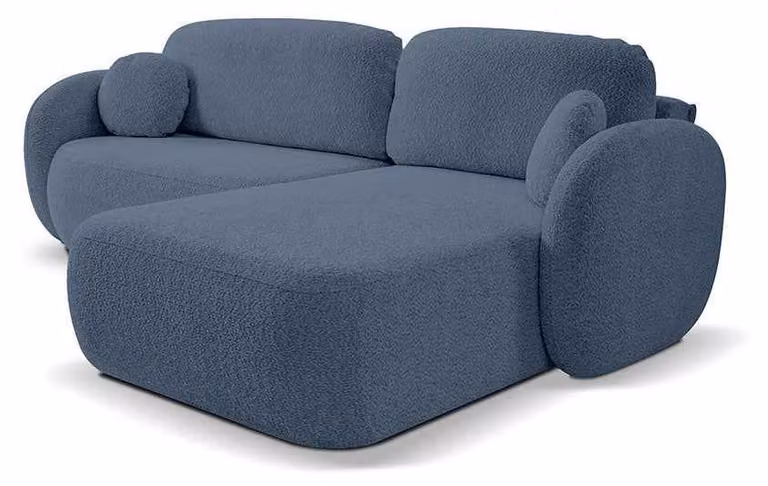 Divano angolare con funzione letto, modello Olemo, lato destro, colore blu cobalto