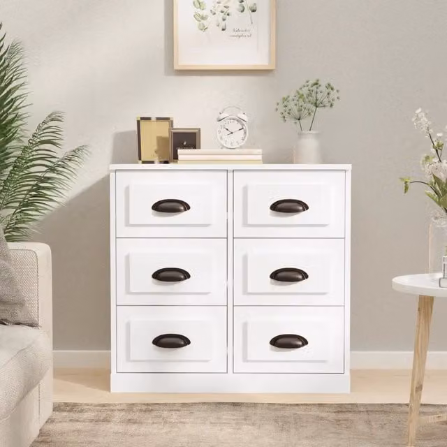 Credenza bianca vidaXL in legno multistrato per sala da pranzo, L 70 cm, P 35,5 cm, H 67,5 cm
