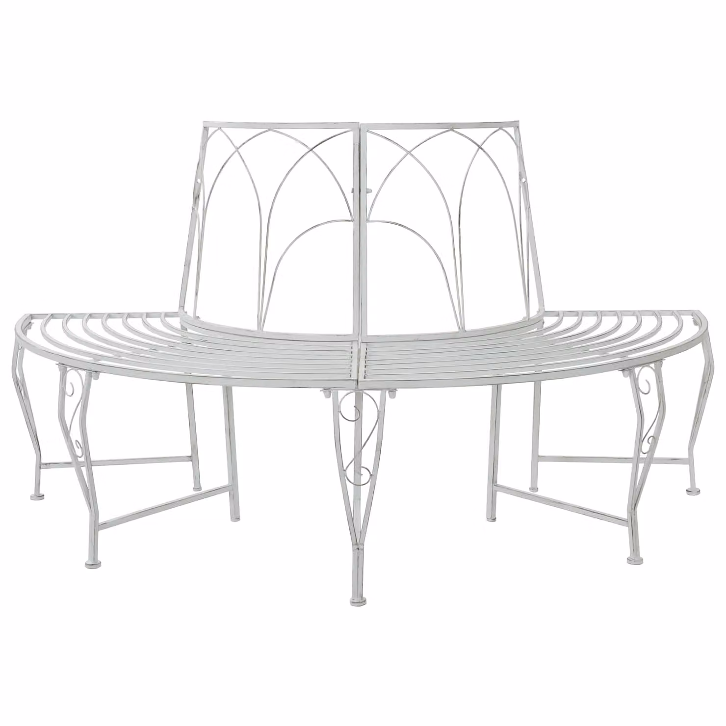 Panchina da giardino moderna vidaXL per 4 persone in acciaio verniciato bianco L: 160 cm, P: 80 cm, H: 89 cm