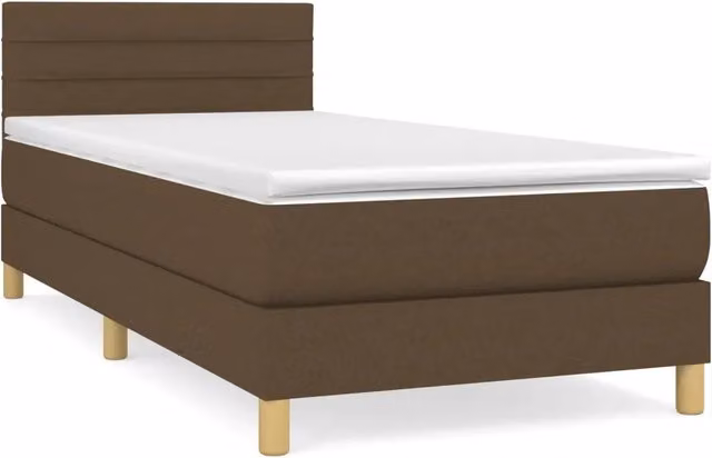 Letto singolo | Letto per adulti | Giroletto a Molle con Materasso Marrone Scuro 100x200cm Tessuto