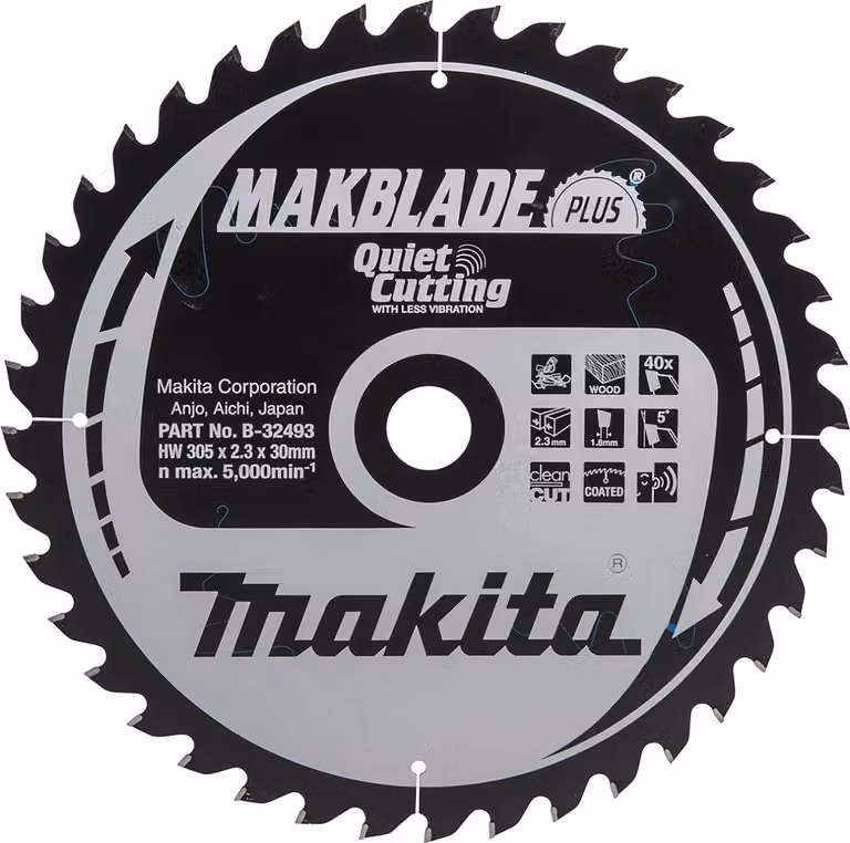 Lama Makita, MAKBLADE PLUS 305 x 30 mm - 40 denti - legno