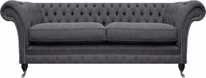 Chesterfield Wohnzimmer Sofa Zweisitzer Couch Grau Luxus Polstermöbel