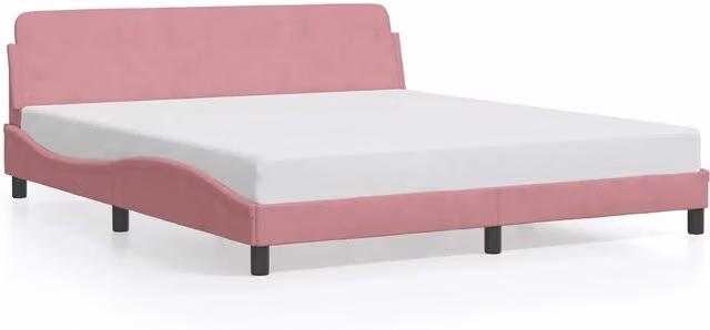 Letto matrimoniale | Letto per adulti | Giroletto con Testiera Dover Rosa 180x200 cm Velluto