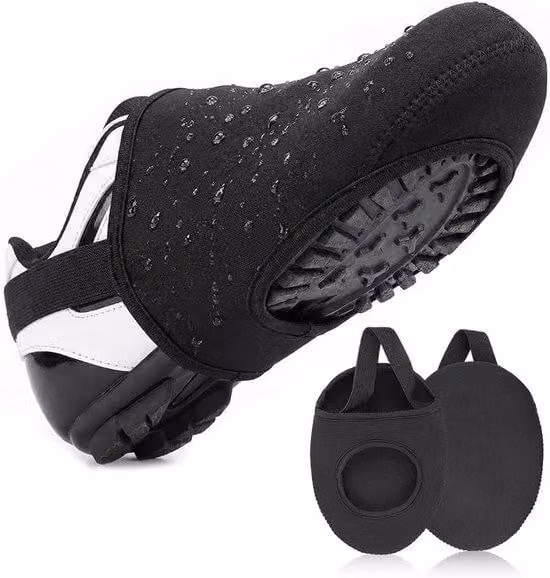 Copri-scarpe da MTB impermeabili e antivento, protezione elastica per scarpe da donna e da uomo, nero
