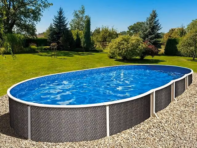 Piscina fuori terra rettangolare Azuro 404 DL in rattan blu L: 5,5 m, P: 3,7 m, H: 1,2 m