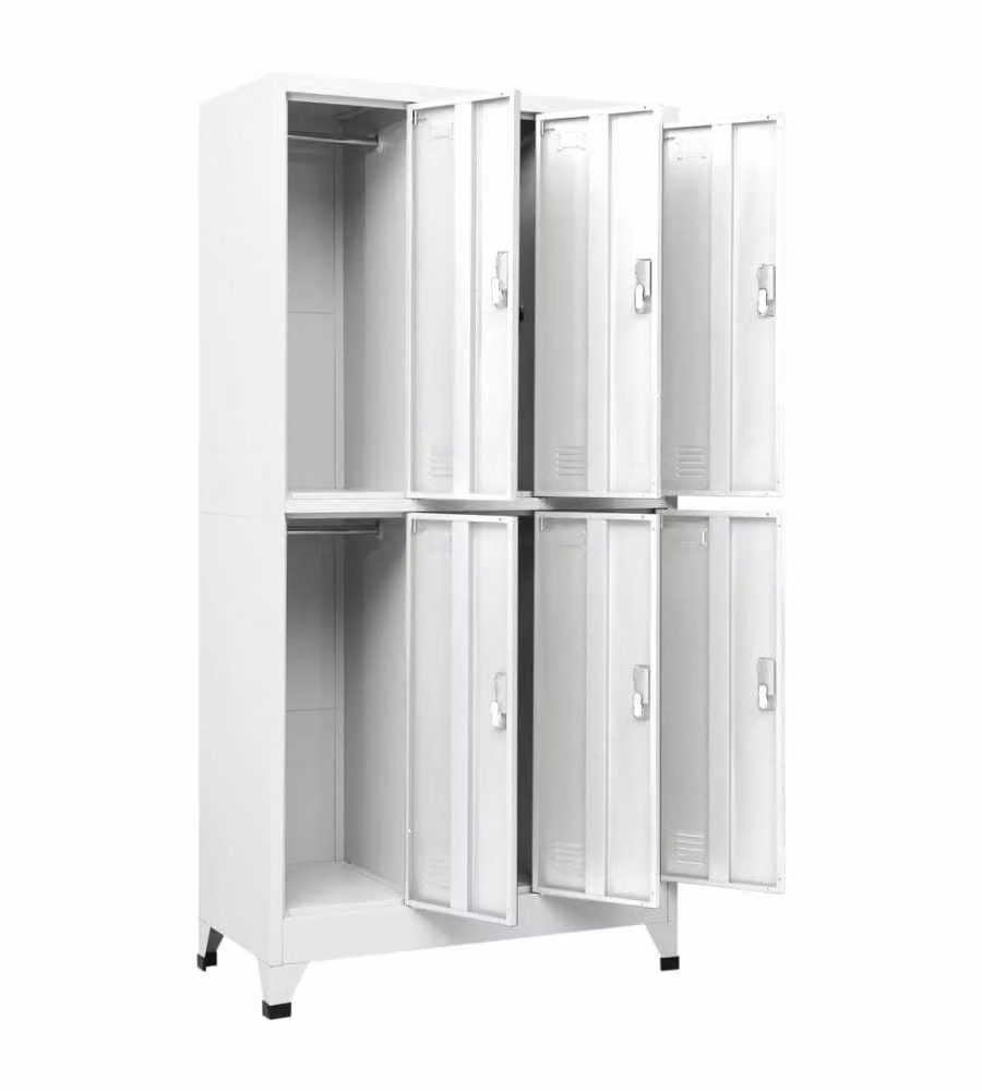 vidaXL Armadietto in Metallo con 6 Scomparti e Serratura, Design Industriale per Ufficio e Spogliatoi, Grigio, L: 90 cm, P: 45 cm, H: 180 cm