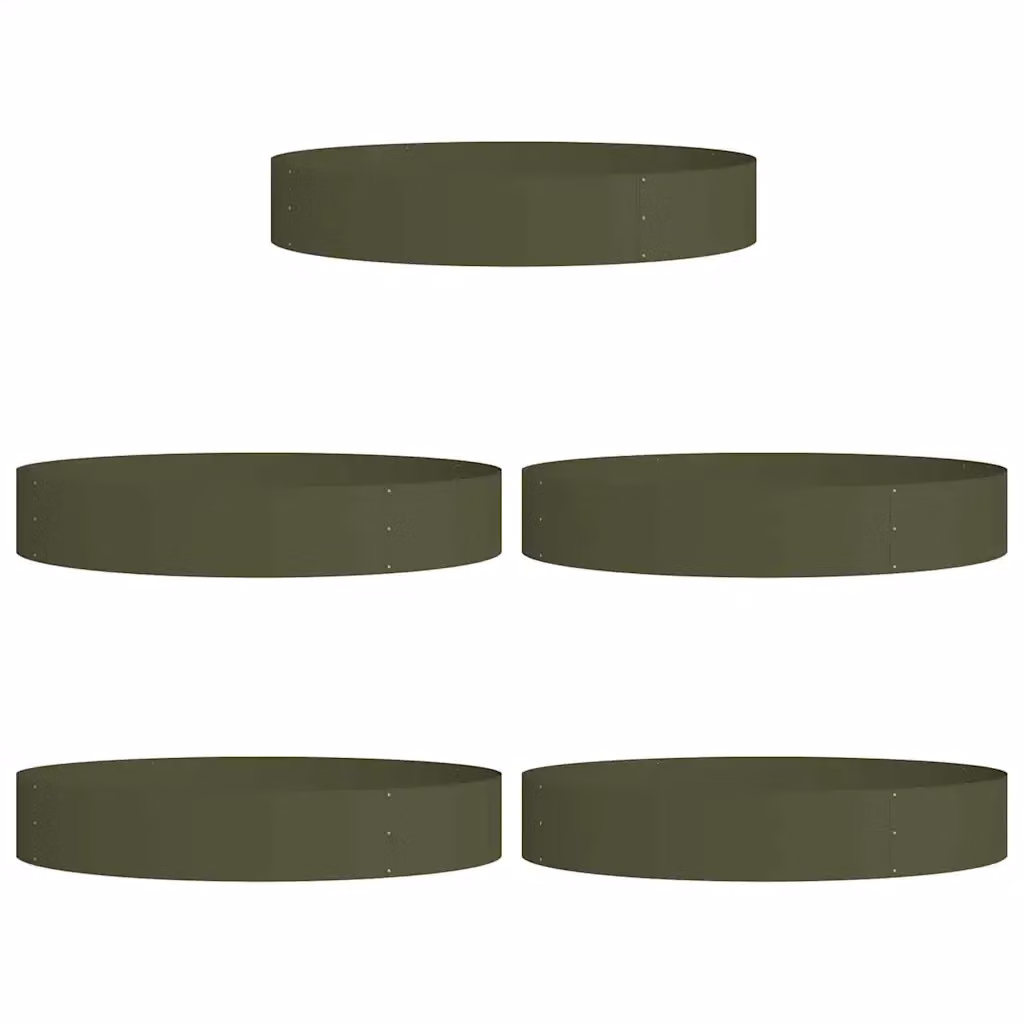 Set di 5 anelli per vaso vidaXL in acciaio verde oliva L: 120 cm, P: 120 cm, H: 20 cm – 2