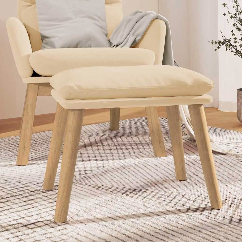 Poggiapiedi vidaXL in Velluto Bianco e Beige L: 45 cm, P: 29,5 cm, H: 35 cm