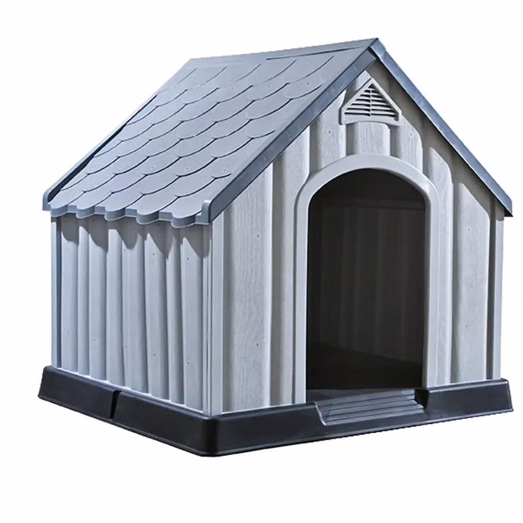 Cuccia per cani vidaXL grigia in plastica con tetto rimovibile e pavimento rialzato L/P/H: 92 x 87 x 91 cm – 2