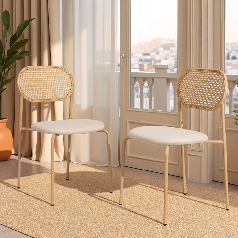 Set di 2 sedie per sala da pranzo ProximaX, sedia da cucina con schienale cavo, sedia da soggiorno con gambe in metallo, balcone da soggiorno, moderno scandinavo, sala da pranzo, sedia da cucina, sedia lounge, sedia imbottita, sedia a guscio