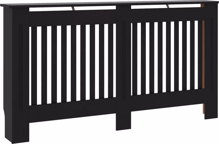 Copertura per Radiatore Nera 152x19x81,5 cm in Legno Multistrato