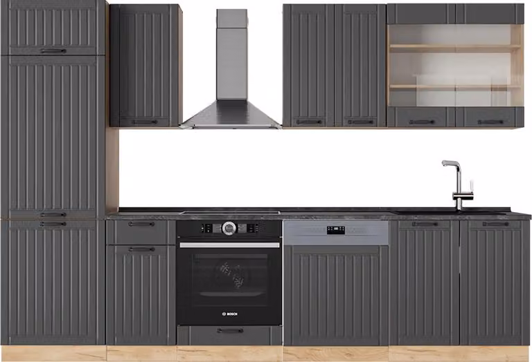 Cucina componibile Vicco Fame-Line Grigio scuro 300 cm , PL Antracite, Model 56777