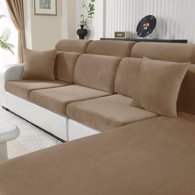 Copertura per cuscino da seduta, chaise longue, color cammello, in tessuto elasticizzato, antiscivolo, lavabile