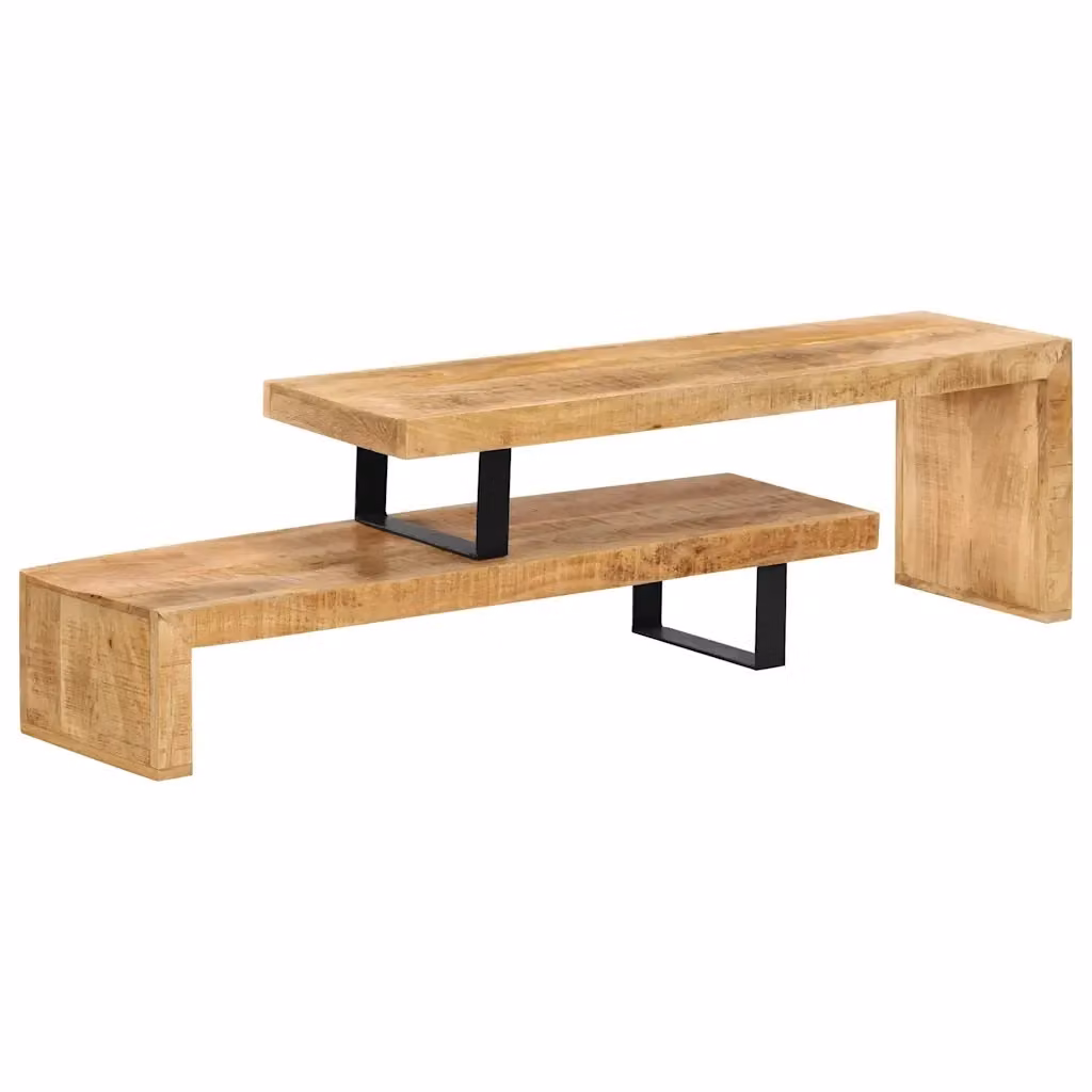 Mobile Porta TV Moderno vidaXL in Legno di Mango e Metallo, Marrone, L: 118 cm, P: 40 cm, H: 30 cm – 2
