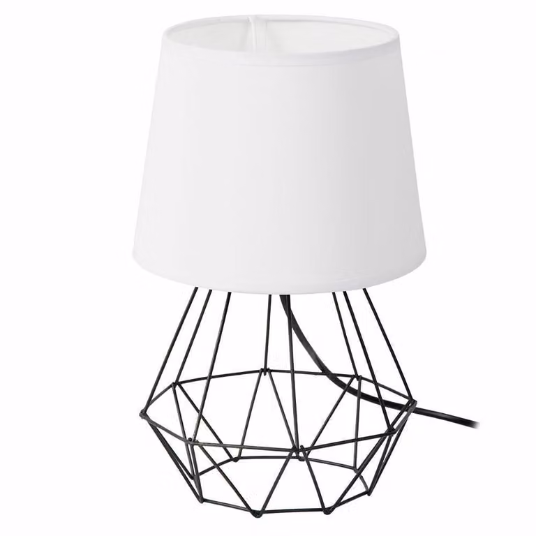 Lampada da comodino HowHomely Diamant, luce notturna, nero e bianco, 20x20x34 cm, design geometrico