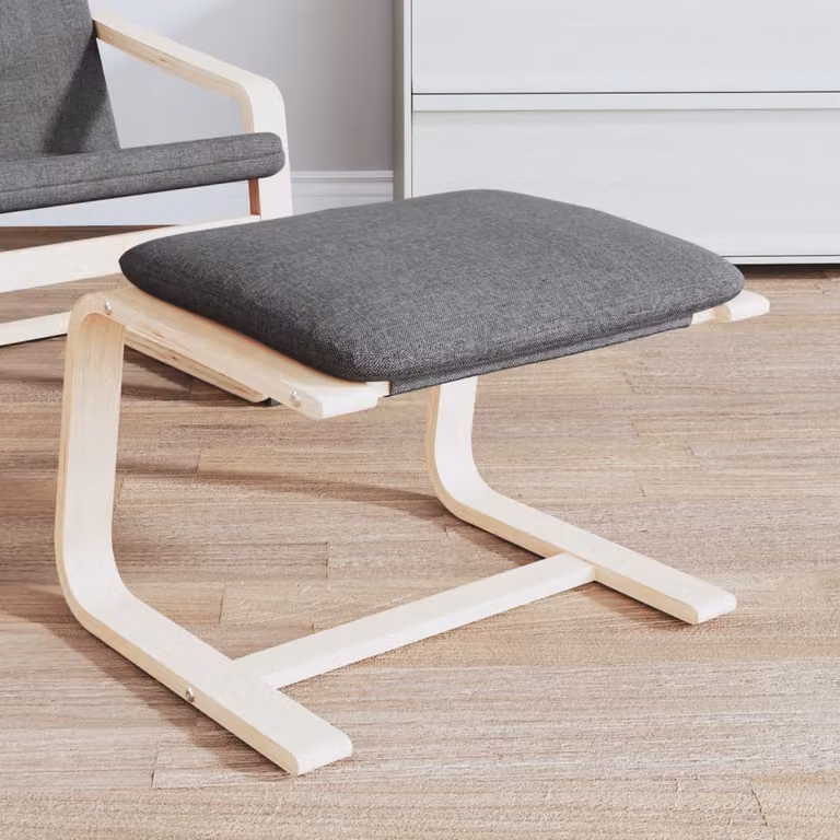 vidaXL Poggiapiedi Moderno in Tessuto Grigio con Struttura in Legno e Rivestimento Rimovibile L: 51 cm, P: 41 cm, H: 40 cm