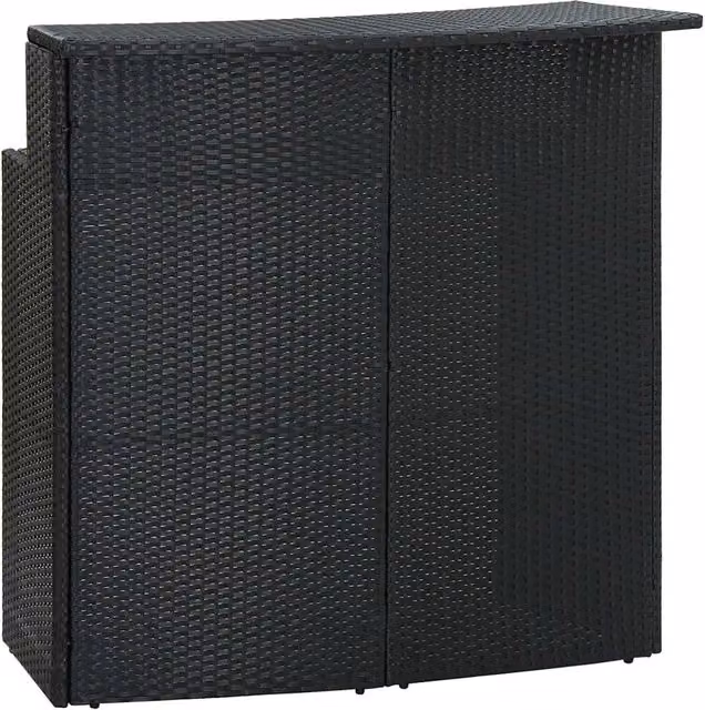 Tavolo da Bar per Esterni Nero 120x55x110 cm in Polyrattan
