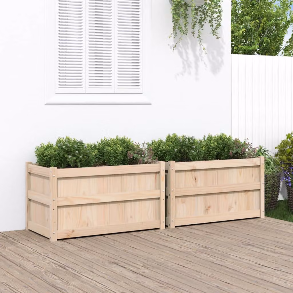Set di 2 fioriere da giardino vidaXL in legno di pino color marrone e beige