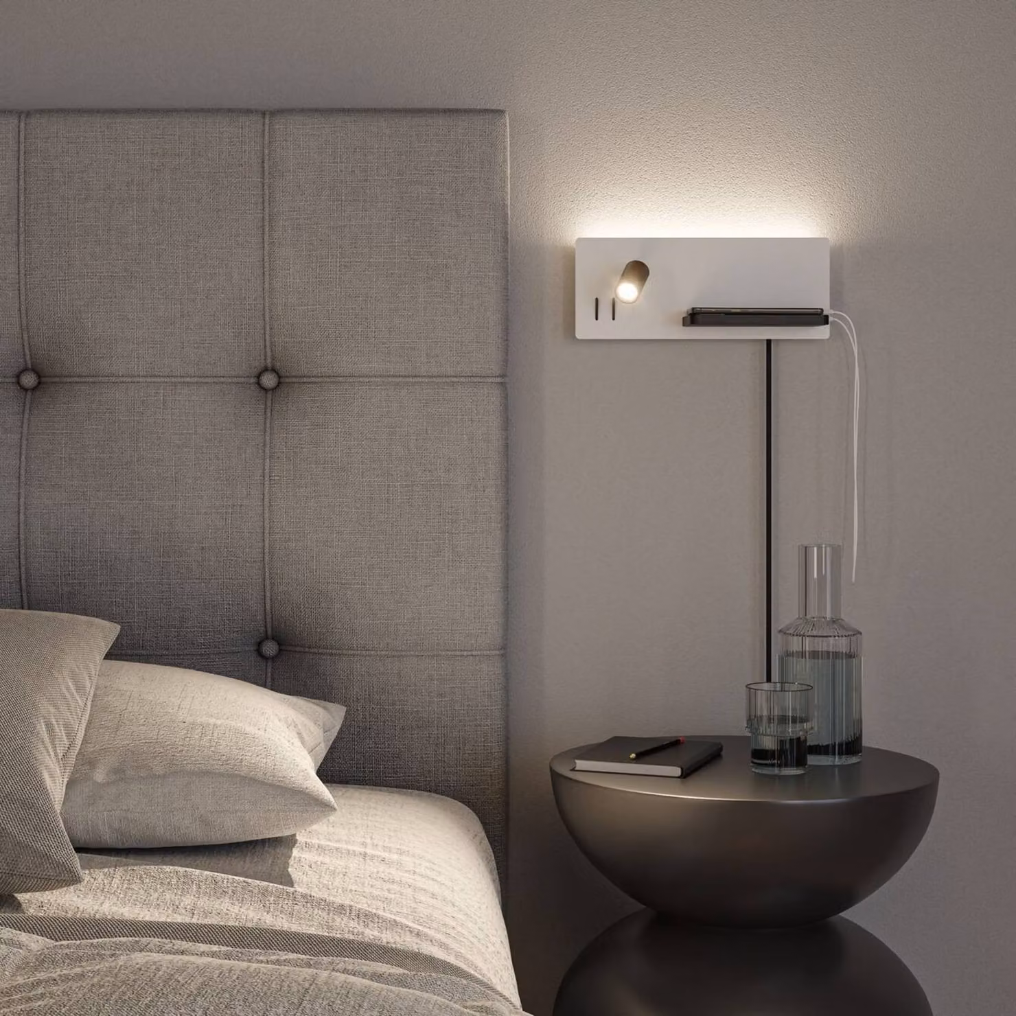 Paulmann Applique da parete a LED Serra, dimmerabile, Bianco / Opale, Camera da letto, Metallo, Moderno, Applique a LED