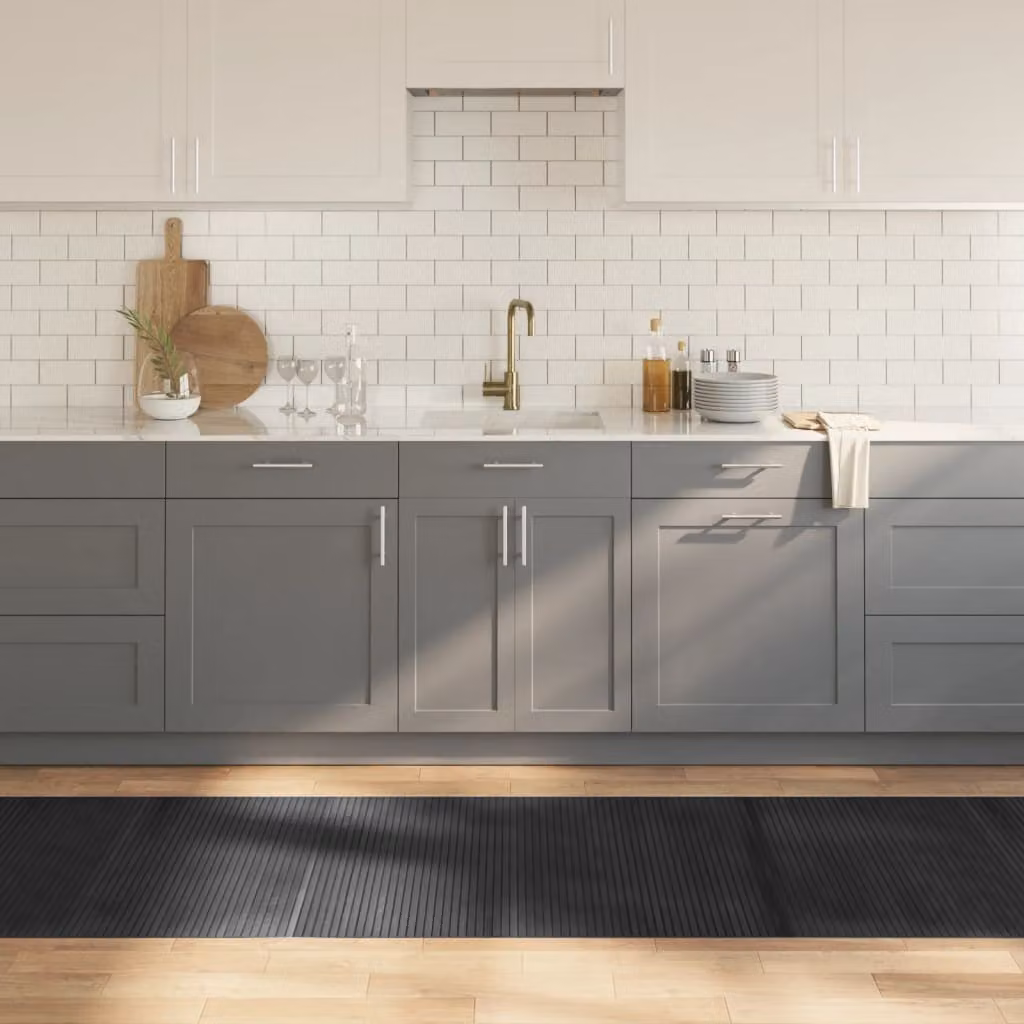 vidaXL Tappeto Rettangolare Moderno in Bambù Grigio, L: 80 cm, P: 500 cm
