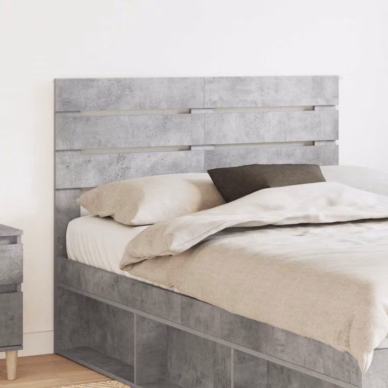 Testiera per letto moderna vidaXL in legno ingegnerizzato, colore grigio cemento, L: 138,0 cm, H: 76,0 cm, P: 3,0 cm