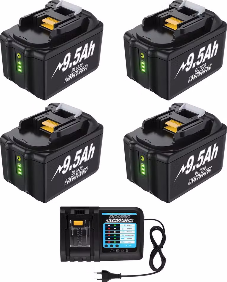 Batteria, capacità 9500mAh, ampia compatibilità, 4 95ah con caricatore, 18V