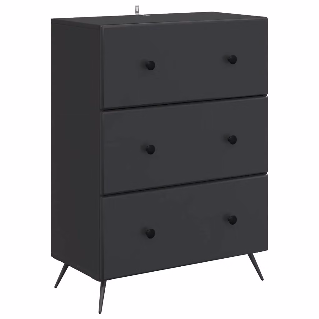 Mobile con Cassetti vidaXL Nero in Legno MDF e Metallo L: 66 cm, P: 34,5 cm, H: 90 cm – 2