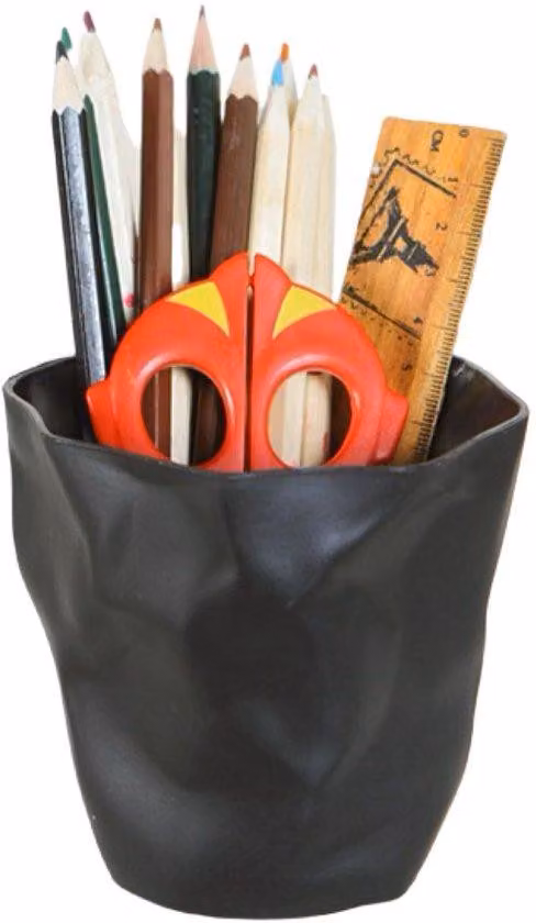 Organizer da scrivania creativo con porta-pennelli da trucco e vano portaoggetti per l'ufficio (nero)