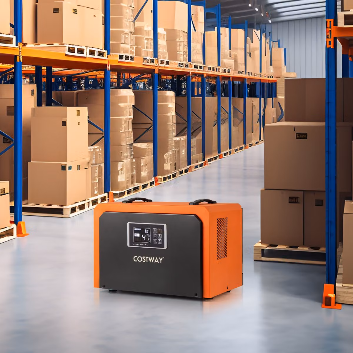 Deumidificatore commerciale Costway con tubo di scarico e timer 24H per cantina, capacità 60L, Arancione