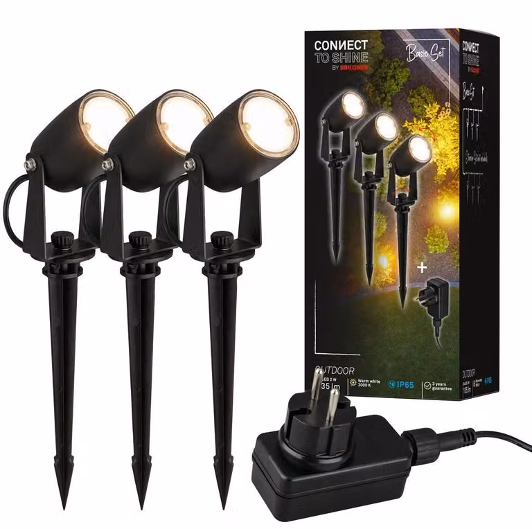 CONNECT TO SHINE Set iniziale Iris con set di 3 luci LED da esterno, IP65